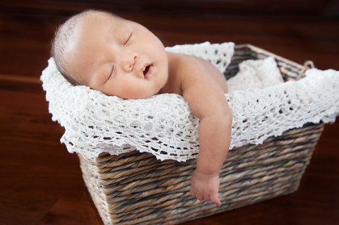 Melbourne Newborn Photographer. Asleep in basket