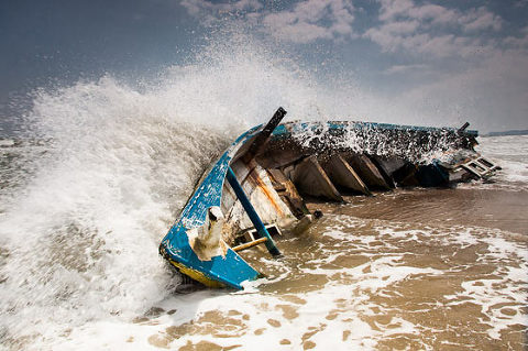 Explore Sri Lanka. Boats ship wrecked Trincomalee