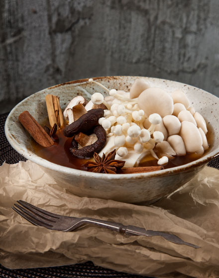 Mushroom-and-Tofu-Broth Asian food. Melbourne Food Photography