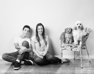 Family dog studio portrait photography melbourne black and white