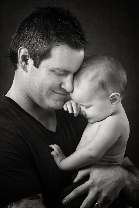 Baby Dad Father Black and White Family Photography Melbourne Studio Photography