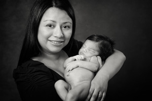 Black and white newborn photography Mum and child