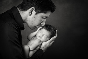 Black and white newborn photography melbourne dad and baby