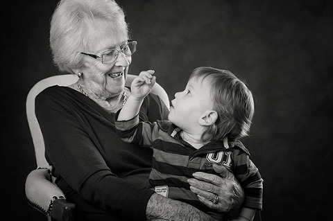 Child share moment with Grandparents black and white photography melbourne