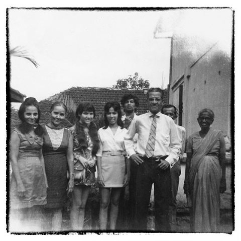 Old Vintage Family Photograph Black and White Sri Lanka