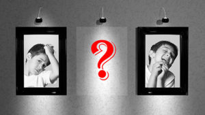Photo wall missing photograph young boy black and white portrait