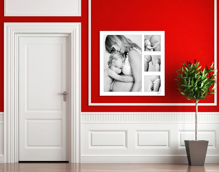 Stylish acrylic maternity portraits in home display