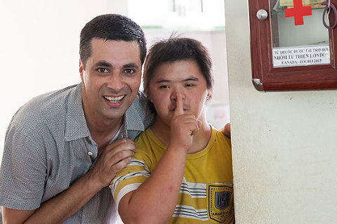 OGCDC child with learning impairment disability in cebtral Vietnam. Charity work with NGO with kids with hearing loss