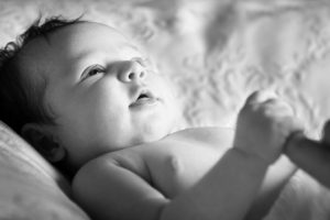 Cute newborn with eyes openMelbourne photography